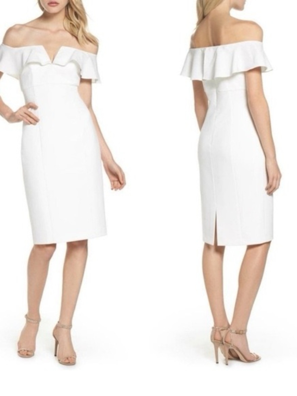 Vince Camuto Dress. Women’s size 12. One-shoulder. Ruffle. Bridal. Like new.